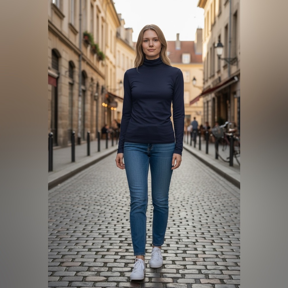 NWOT 💙 lululemon athletica Deep Blue Turtleneck Jersey Long Sleeve Top - Picture 2 of 6